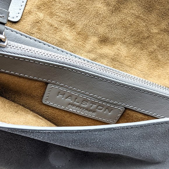 NWT HALSTON HERITAGE Gray Leather Suede Flap Crossbody - Picture 5 of 14